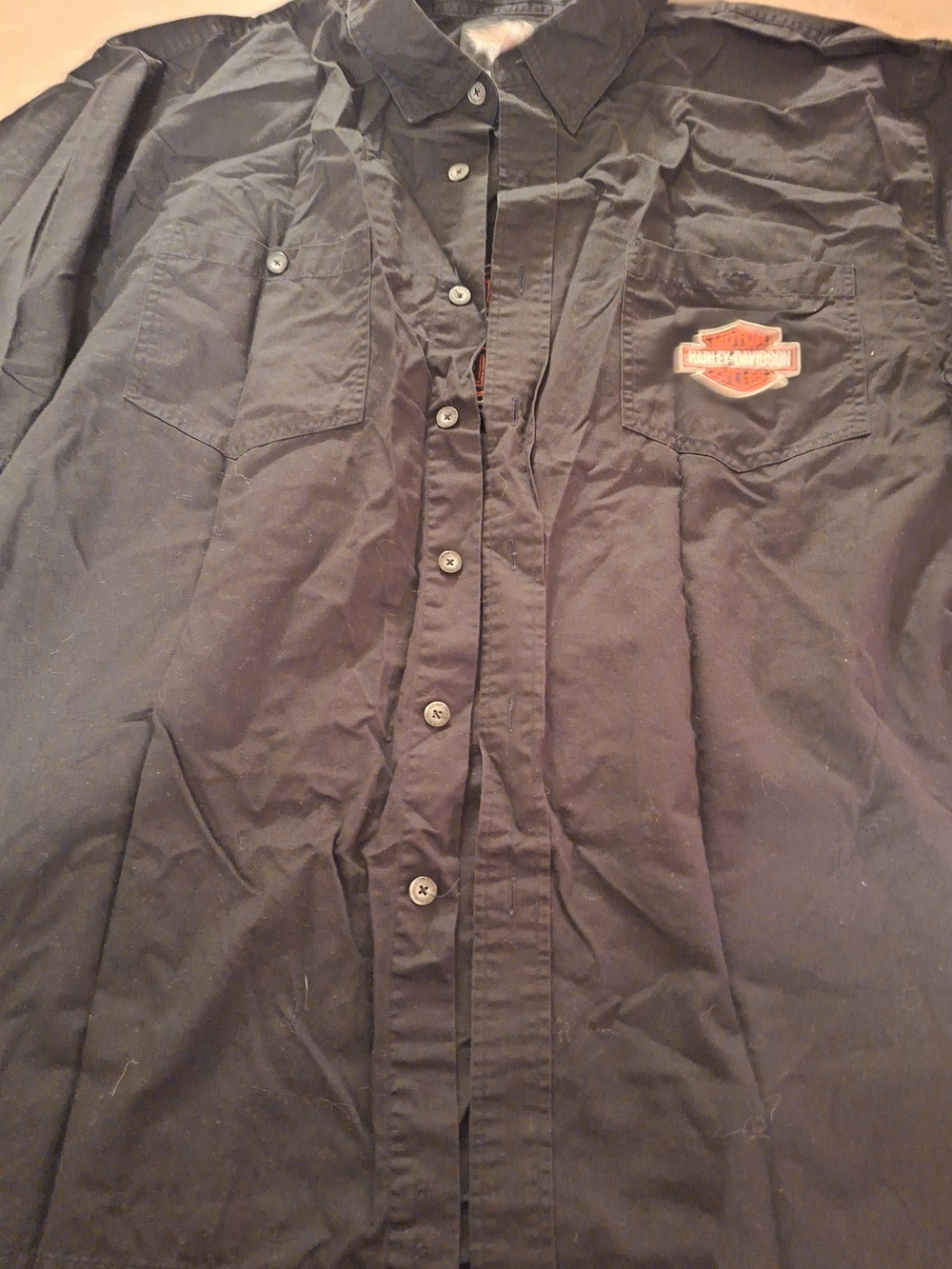 Harley-Davidson Men's Black Button-Down Short Sleeve Work Shirt, Xxl